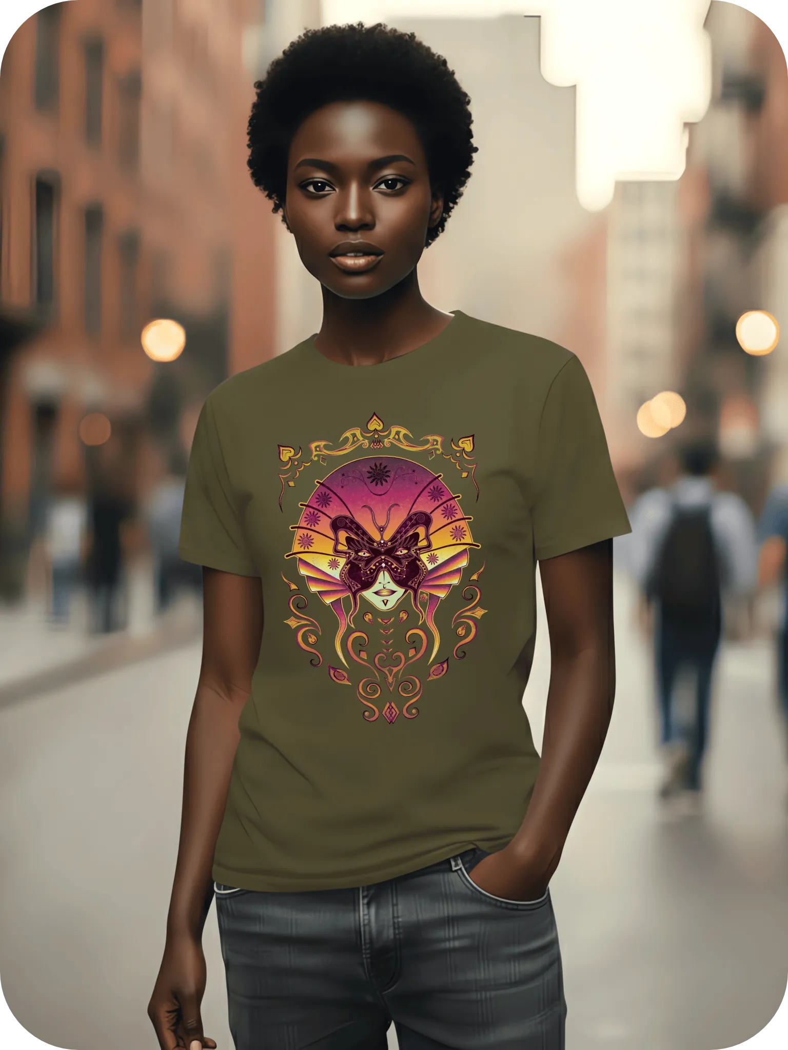 T-Shirt Butterfly 100% coton Urban Kaki Femme
