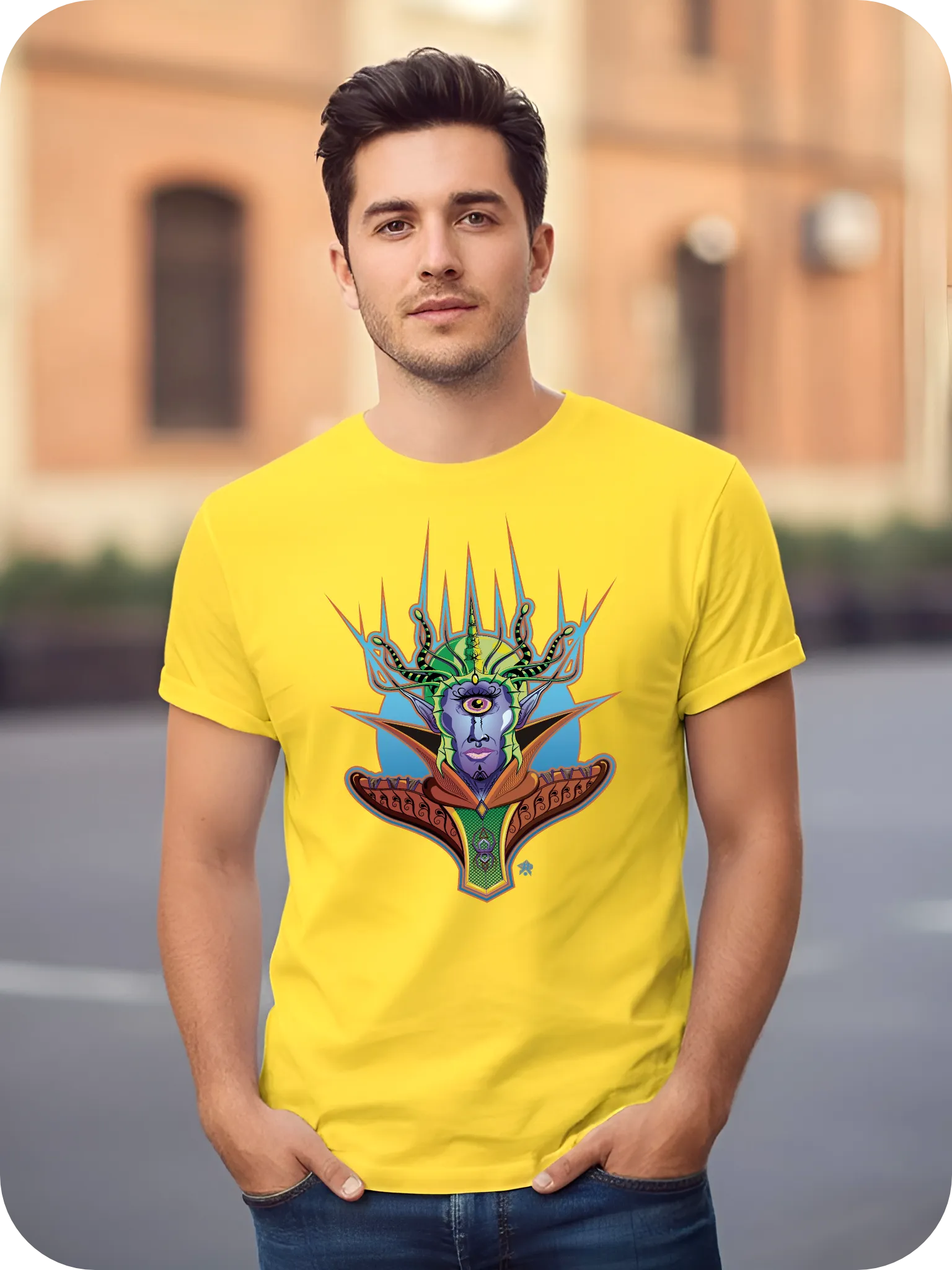 T-Shirt Cyclop 100% coton Jaune Homme
