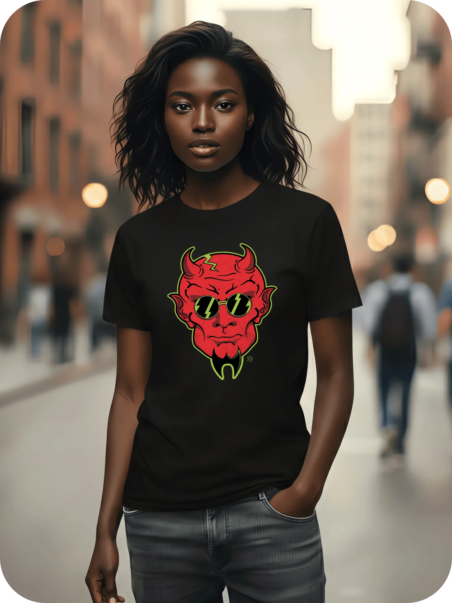 T-Shirt Daemon 100% coton Noir Femme