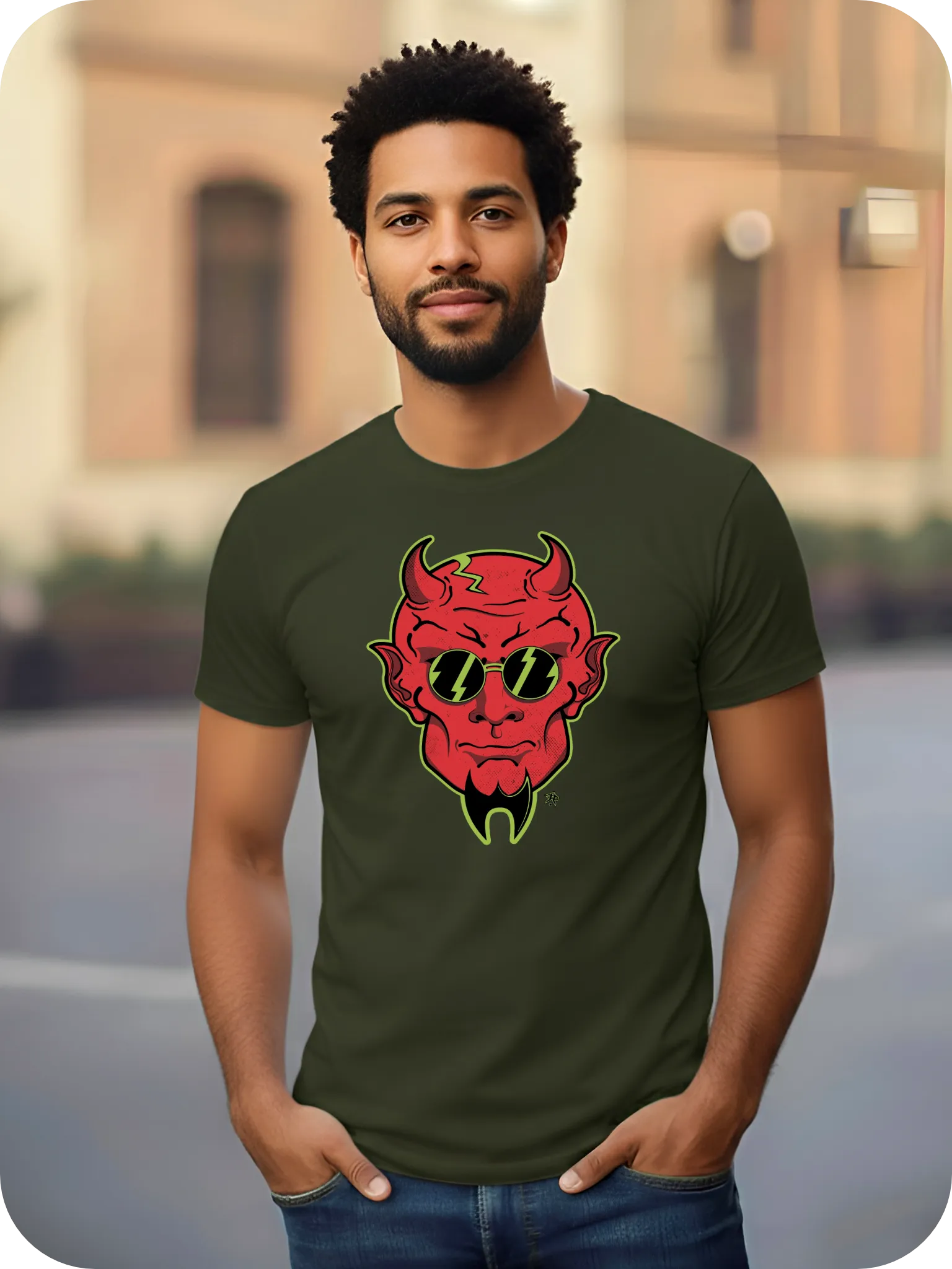 T-Shirt Daemon 100% coton Urban Kaki homme