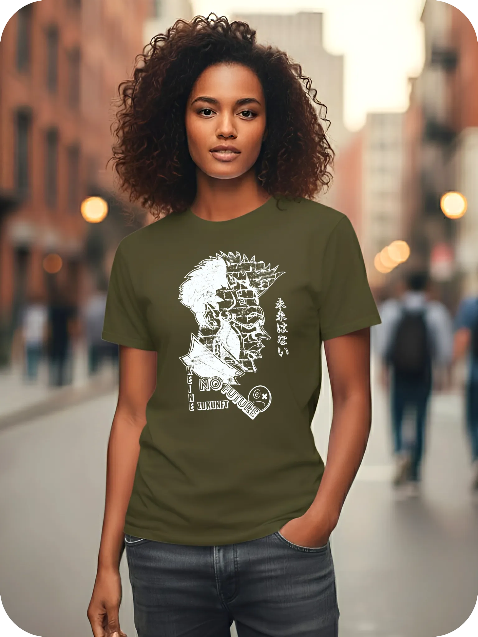 T-Shirt No Future-SP 100% coton Urban Kaki Femme
