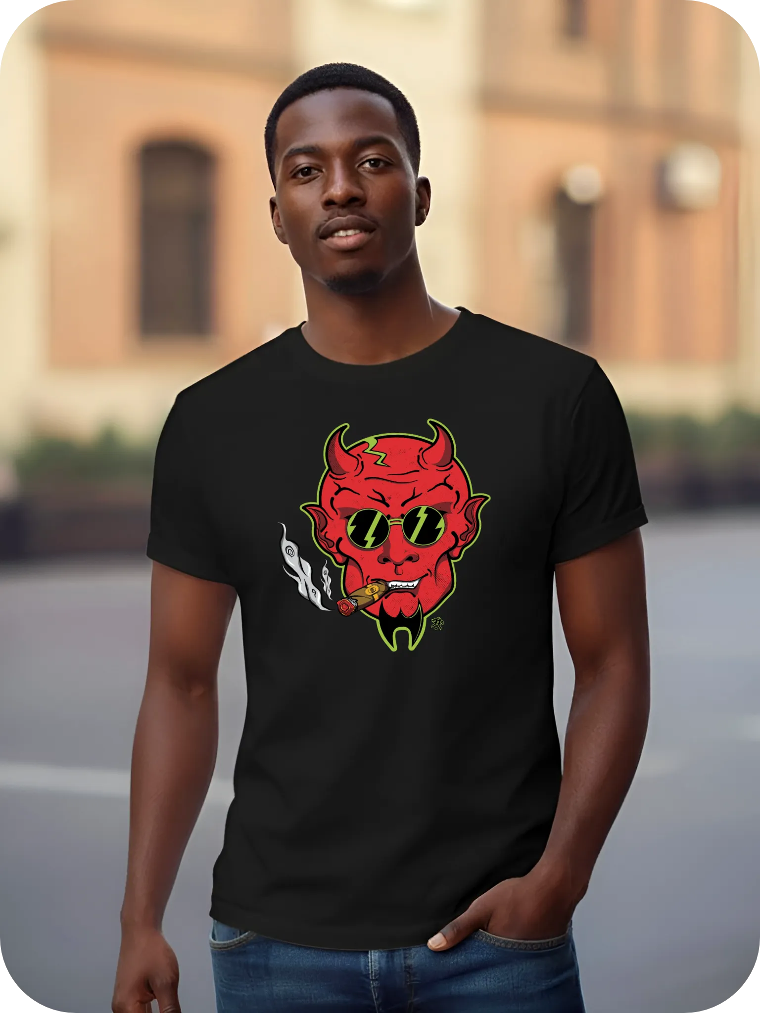 T-Shirt Smoking Daemon 100% coton Noir homme
