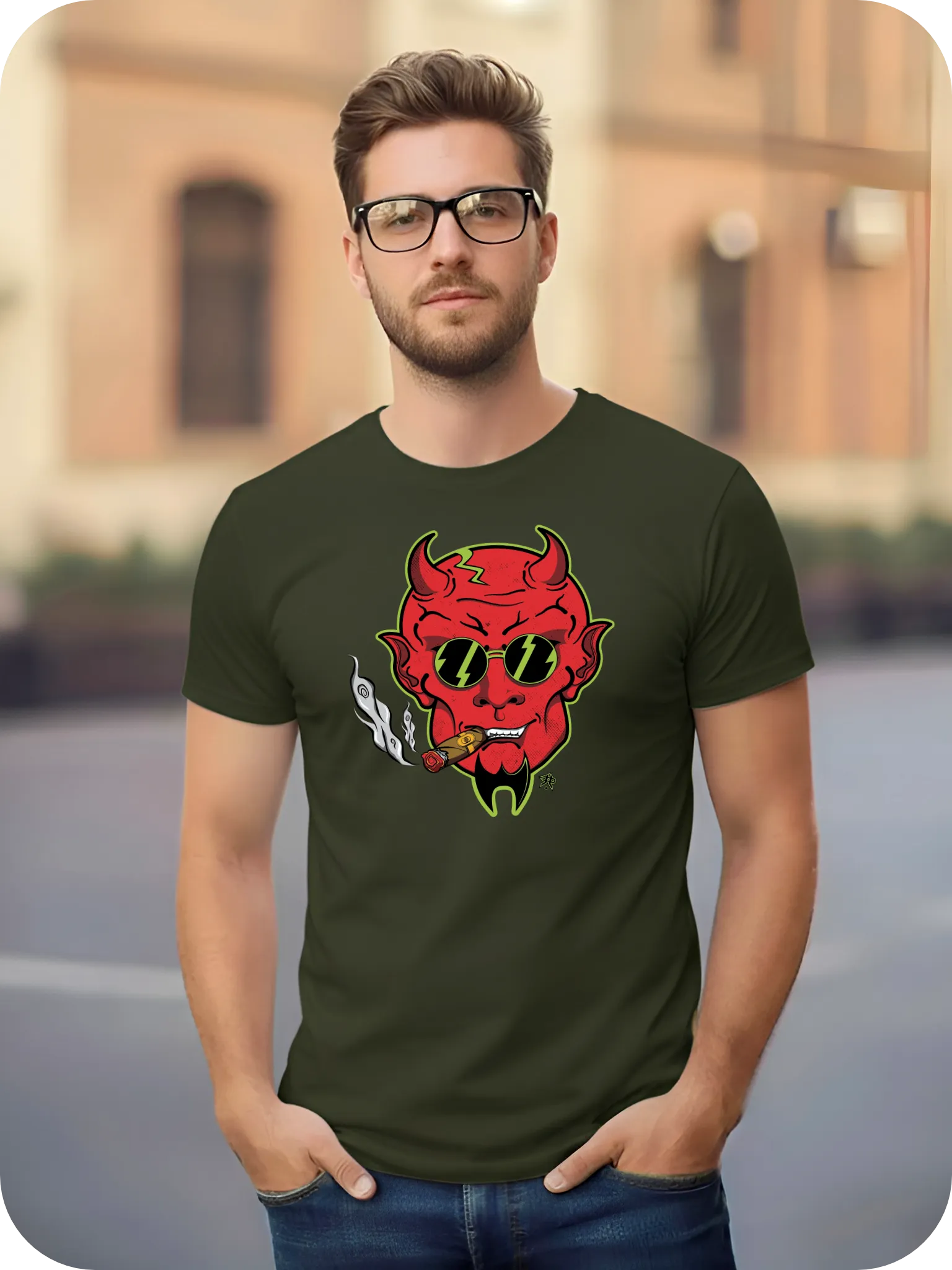 T-Shirt Smoking Daemon 100% coton Urban Kaki homme