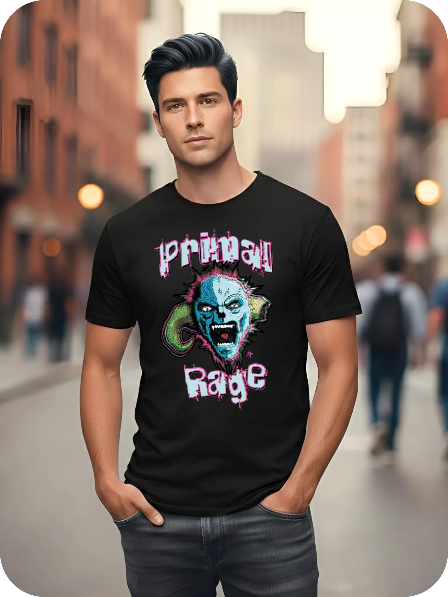 T-Shirt Primal Rage 100% coton Noir homme